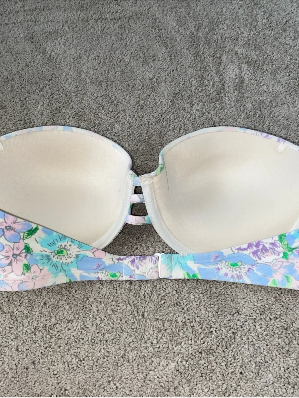 Aerie Holly 34C Bikini Top‎ Strapless NWT Floral Print Underwire